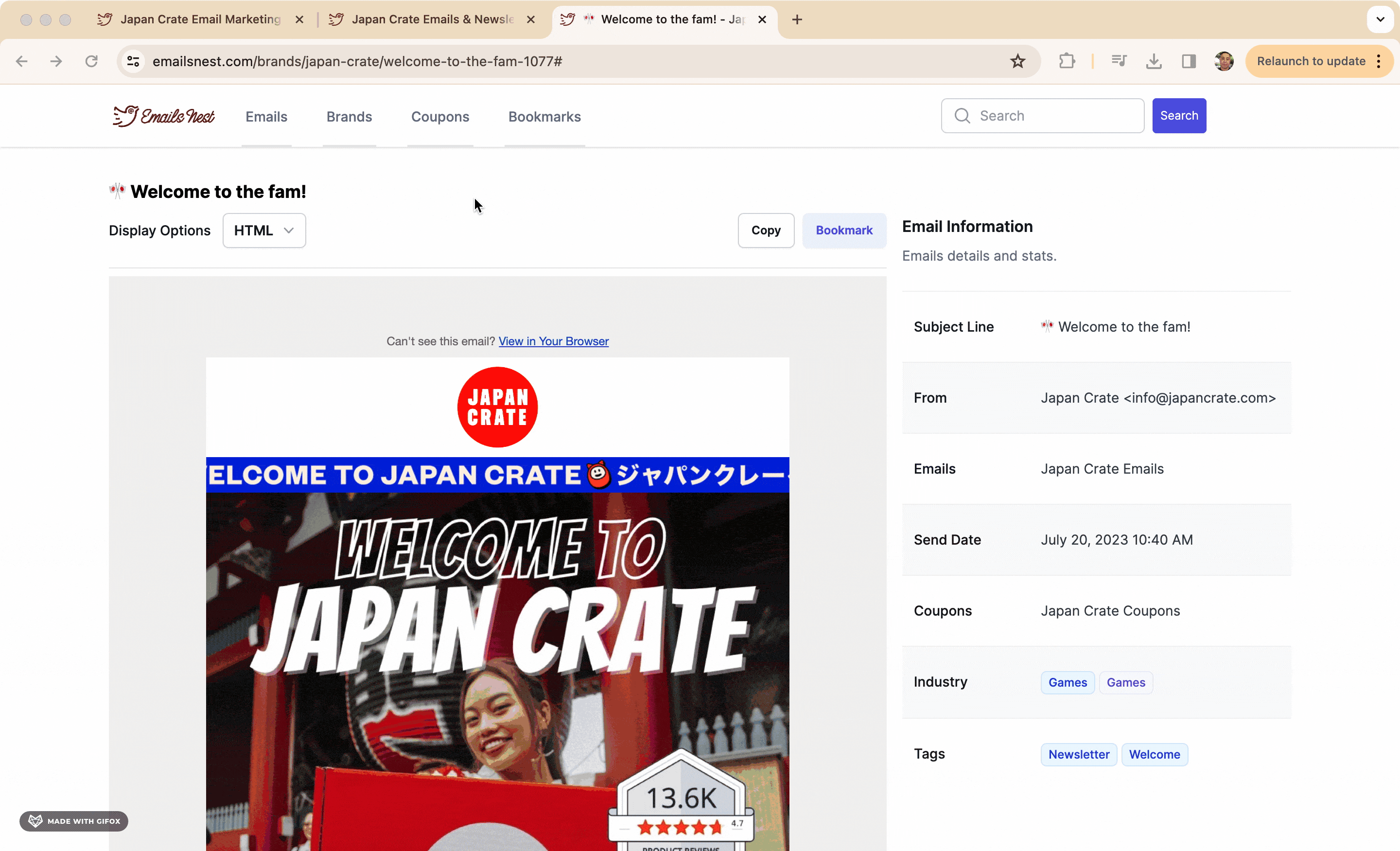 Japan Crate HTML Scroll